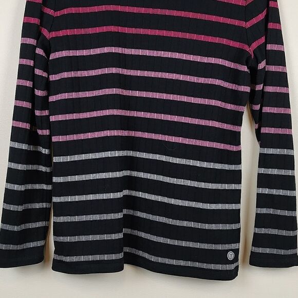 T by Talbot's Pink Ombre Stripe Snap Shoulder Mock Neck Top Size MP - Picture 7 of 11